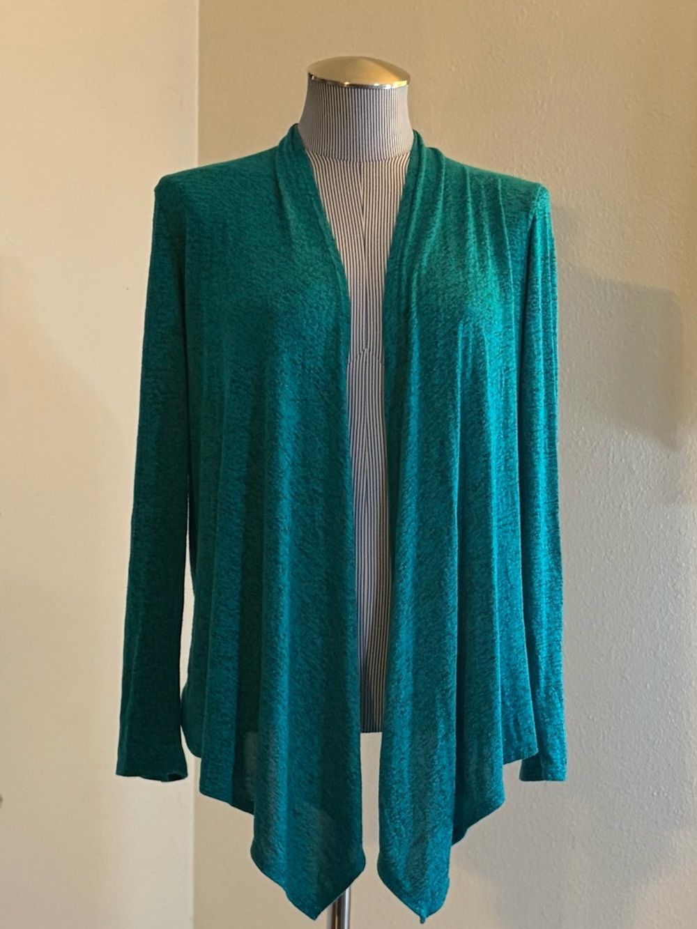 Chris & Carol Teal Open-Front Draped Cardigan